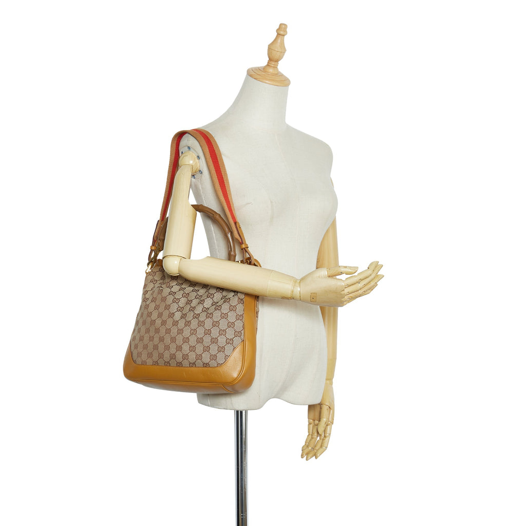 GUCCI GG Canvas Bamboo Web Satchel