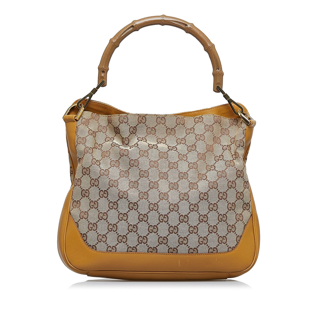 GUCCI GG Canvas Bamboo Web Satchel