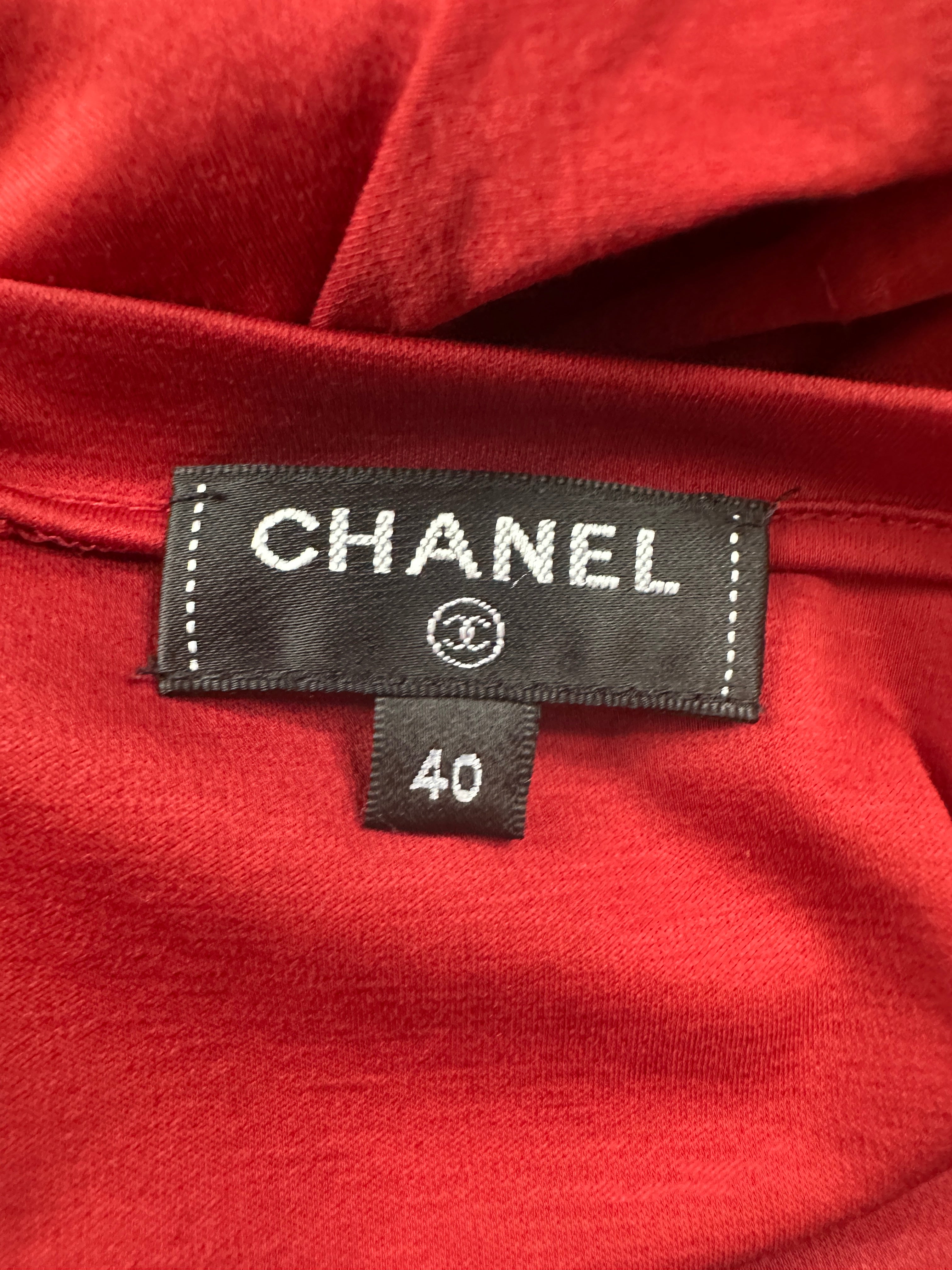 Chanel Red "Gabrielle Chanel" Logo T-Shirt Size FR 40 (UK 12)