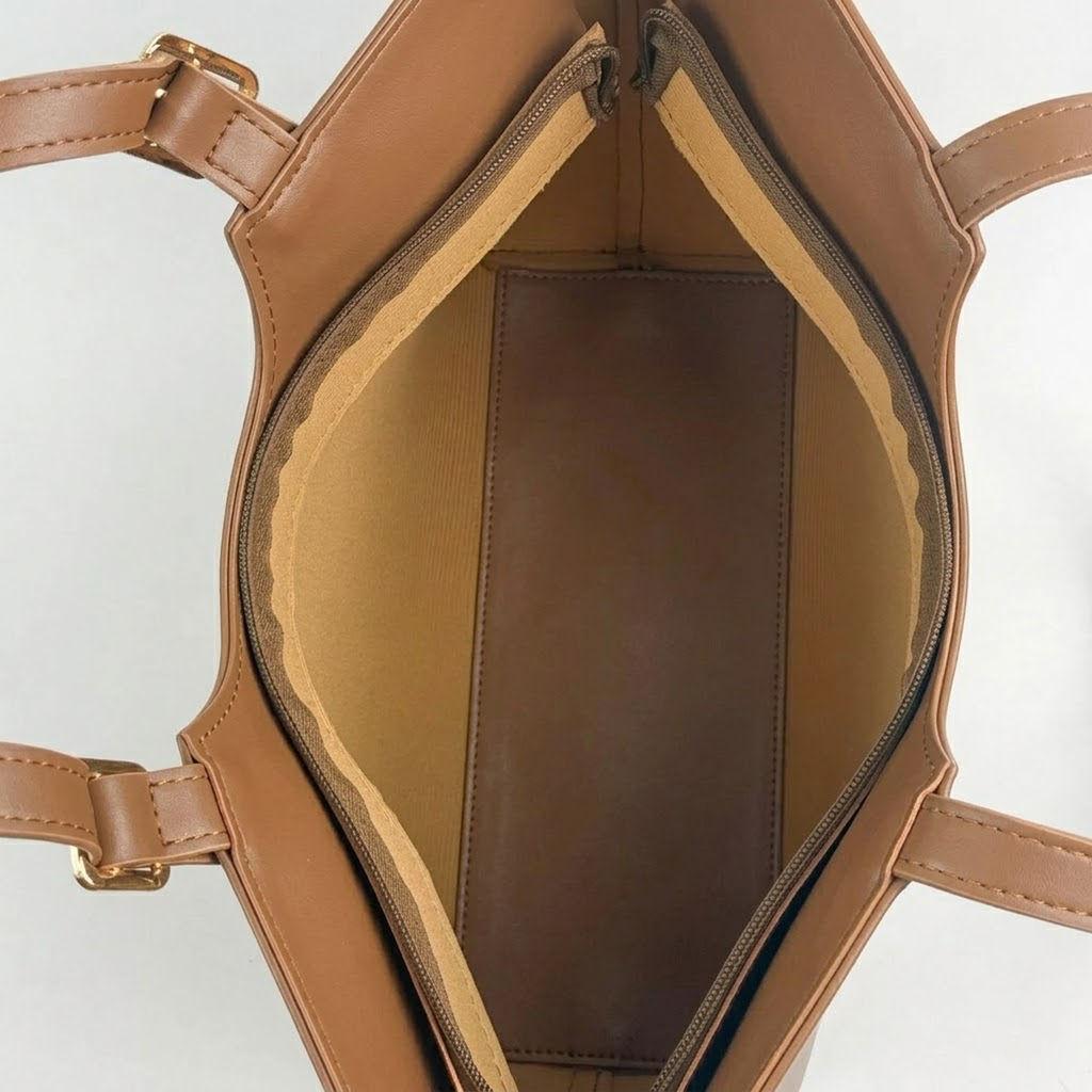 Caramel Curve Tote Bag Brown