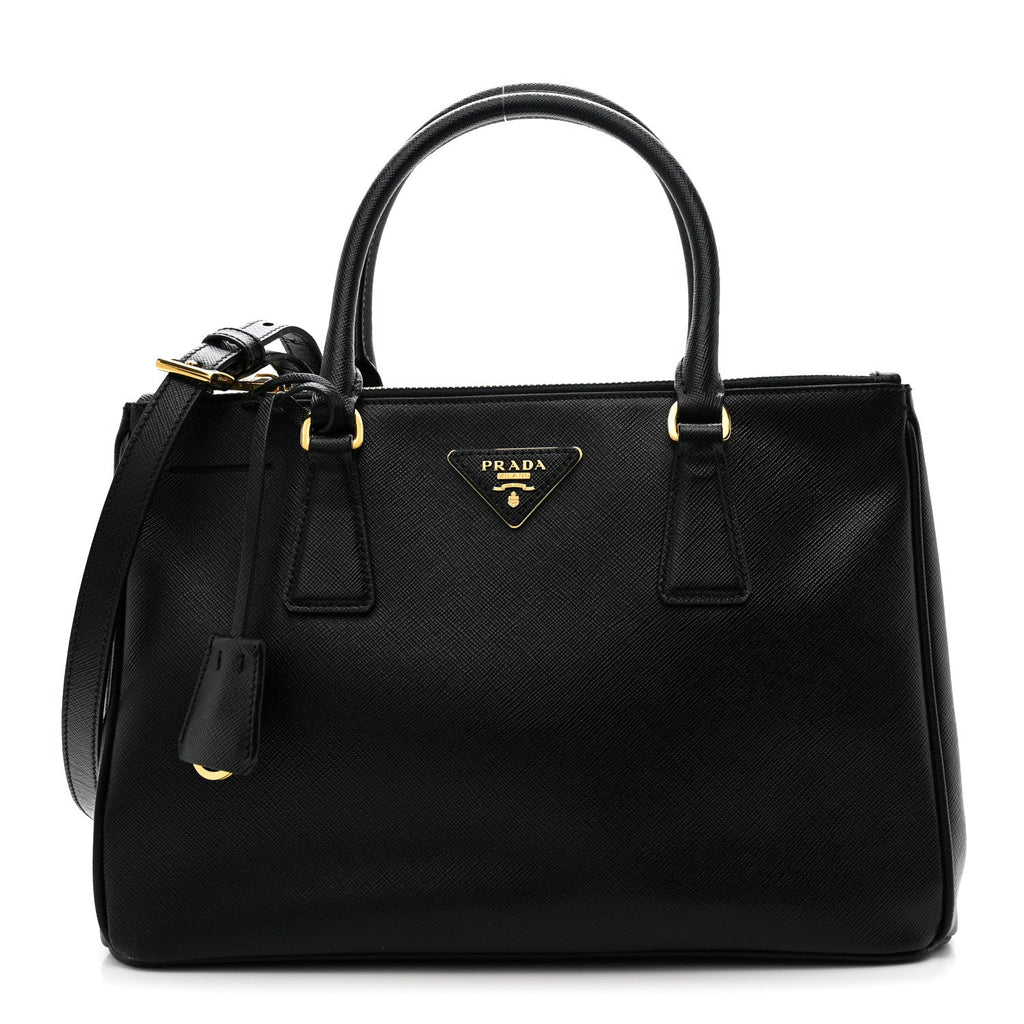 Prada Saffiano Small Galleria Double Zip Tote Black