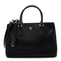 Prada Saffiano Small Galleria Double Zip Tote Black