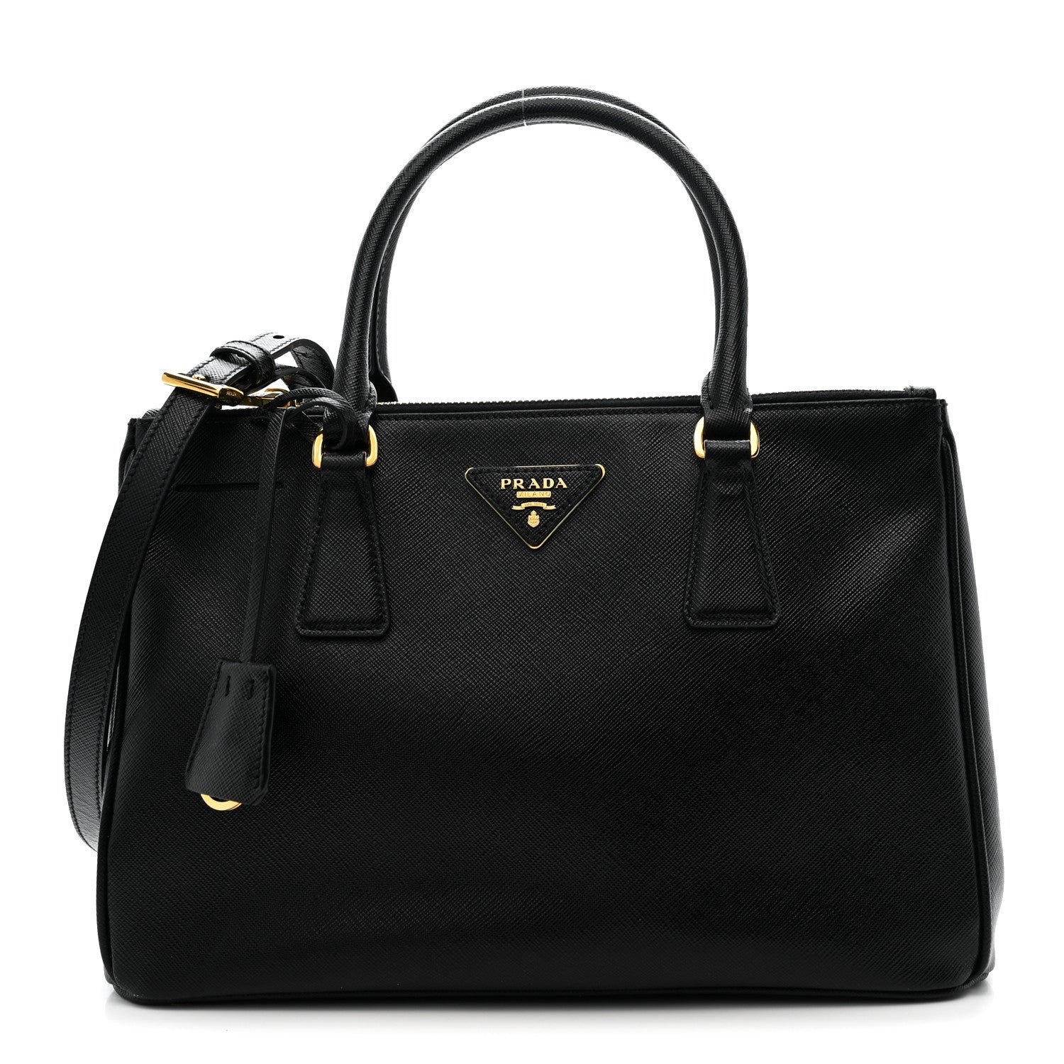 Prada Saffiano Small Galleria Double Zip Tote Black