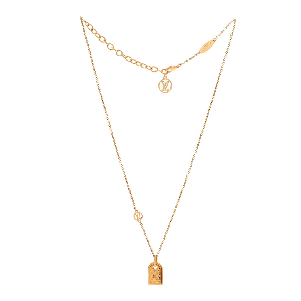 Louis Vuitton Nanogram Name Tag Necklace Gold