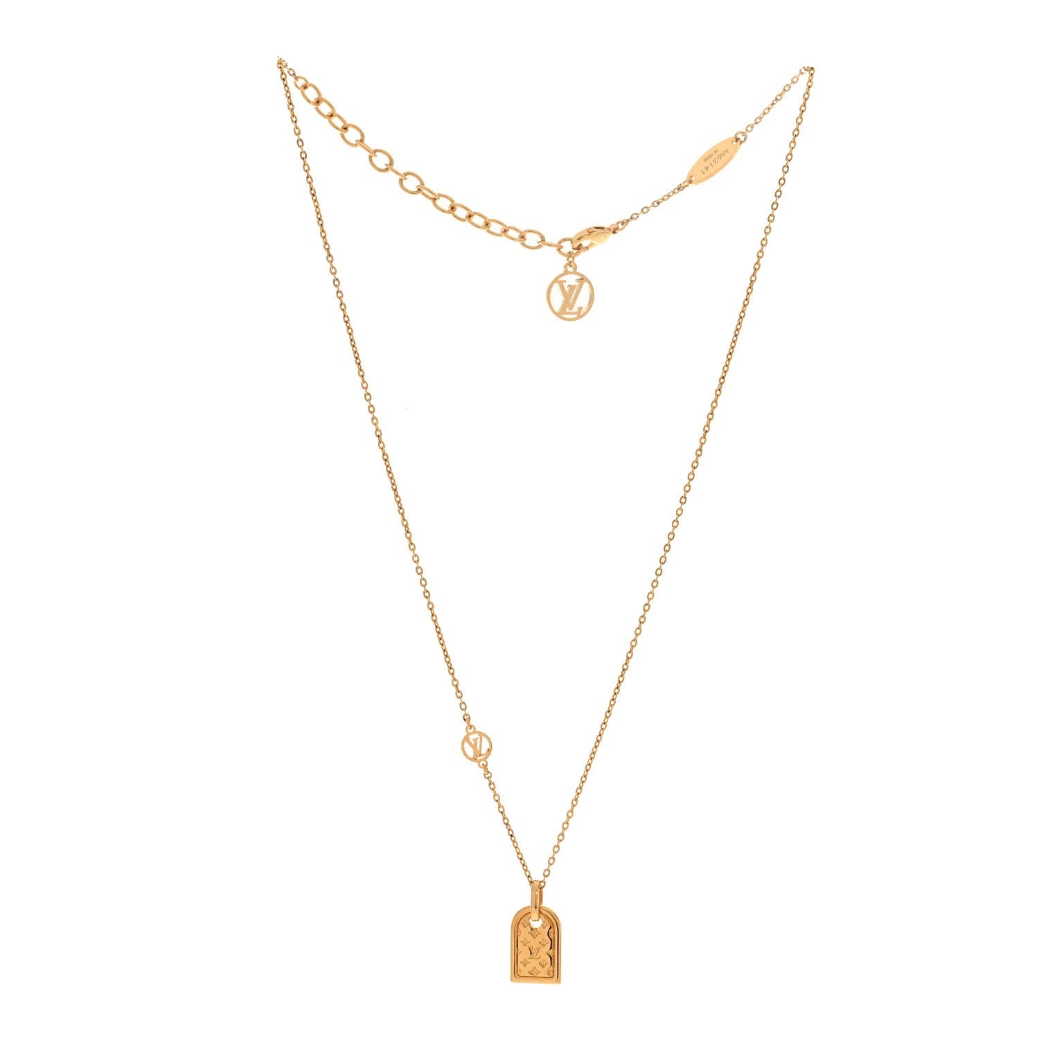 Louis Vuitton Nanogram Name Tag Necklace Gold