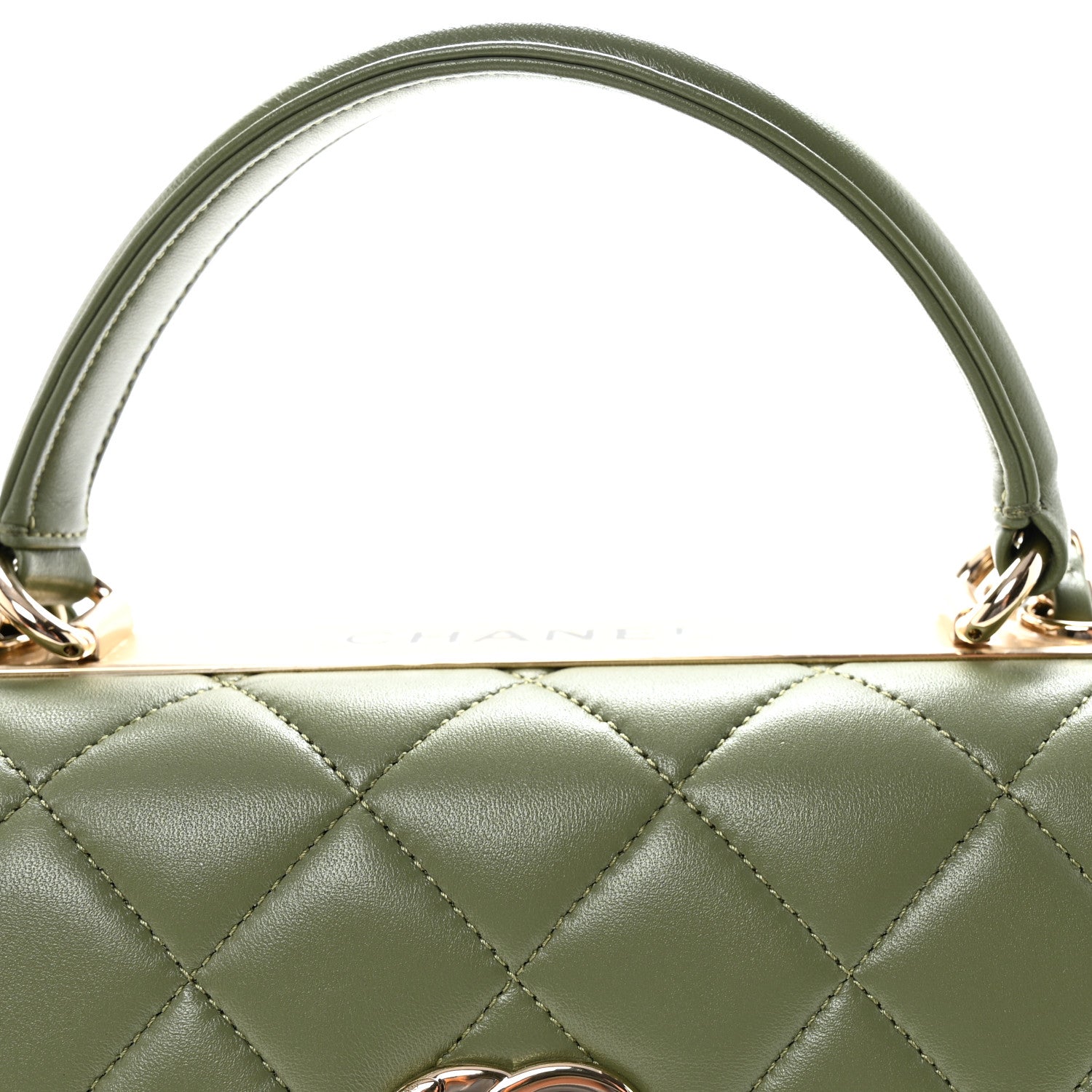 Chanel Lambskin Quilted Small Trendy CC Flap Dual Handle Bag Green
