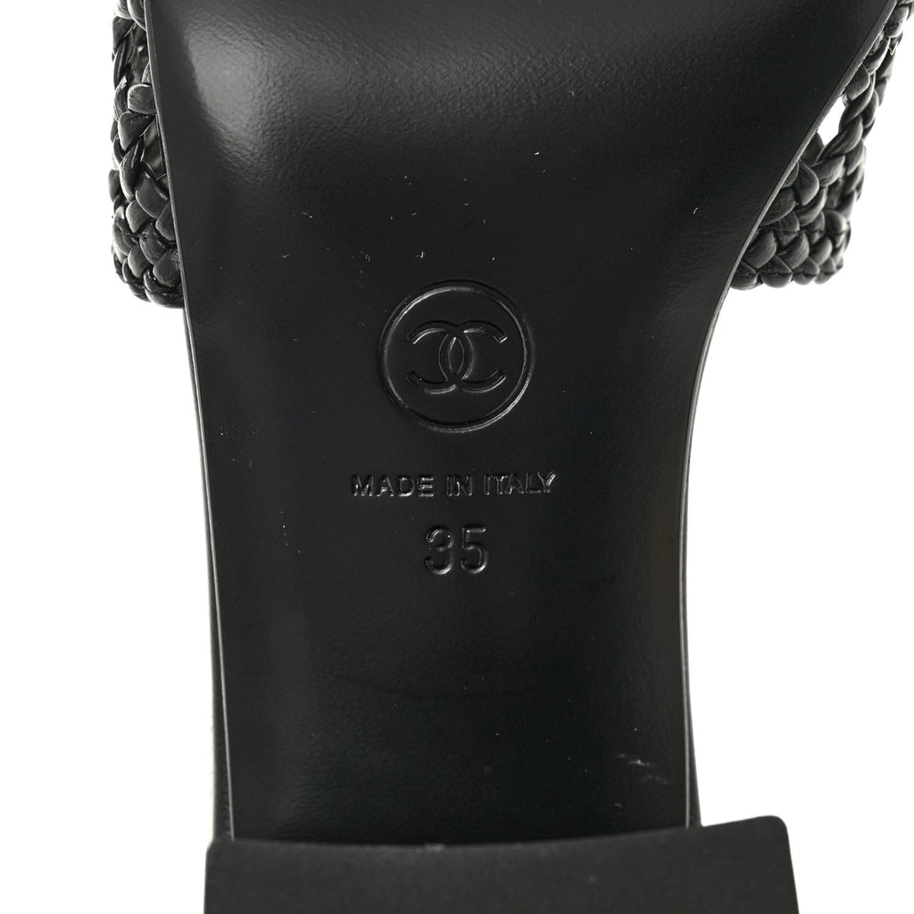 Goatskin Braided Mules 35 Black