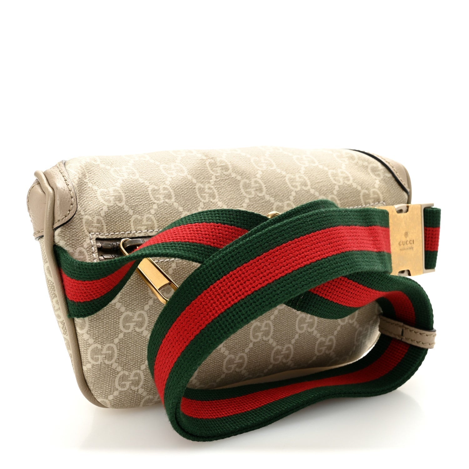 Gucci GG Supreme Monogram Textured Calfskin Web Retro Interlocking G Belt Bag Beige Mystic White Oatmeal