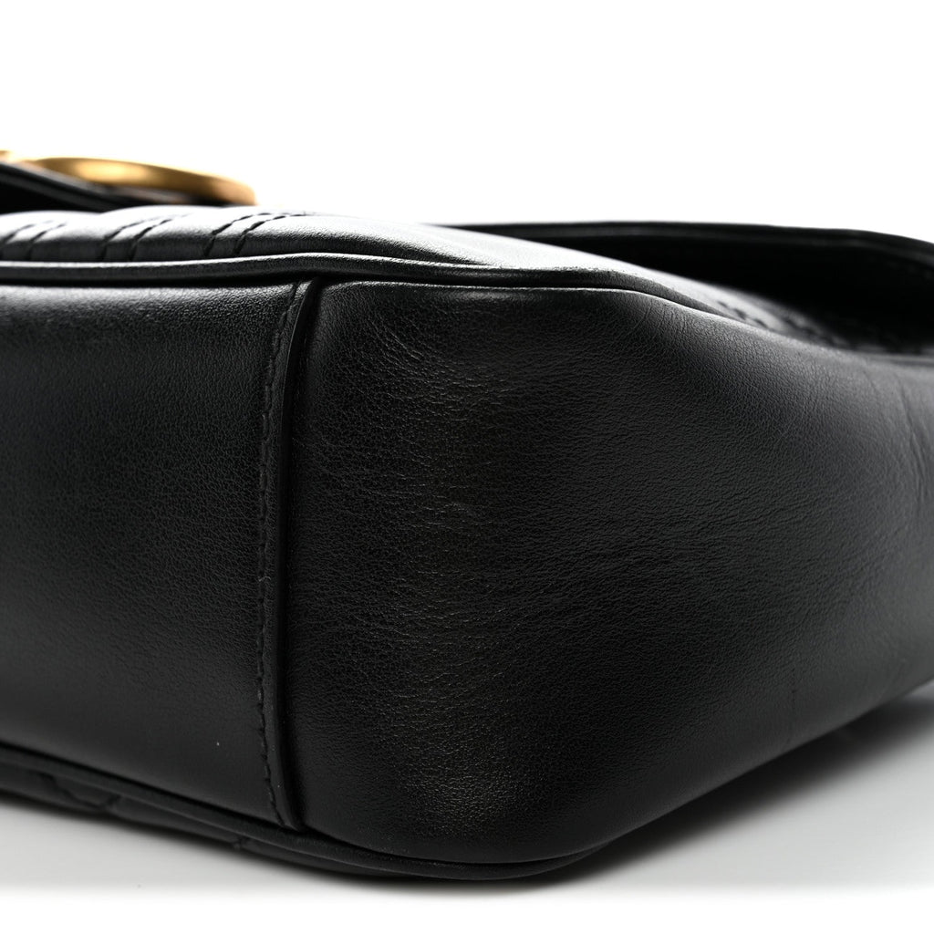 Gucci Calfskin Matelasse Small GG Marmont Shoulder Bag Black