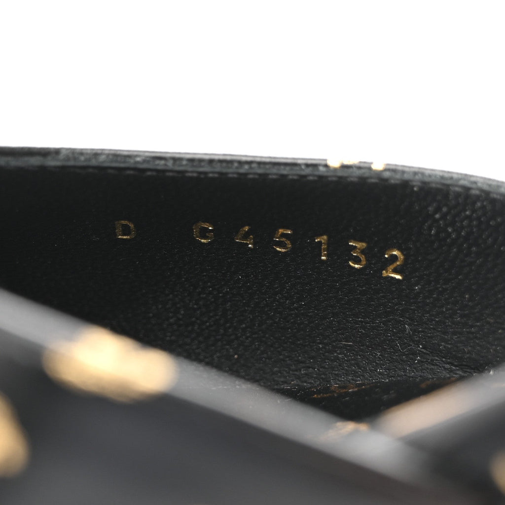 Printed Lambskin Patent Calfskin CC Slingback Flats 38.5 Black Gold