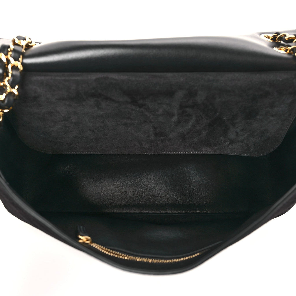 Chanel Suede Calfskin Small Souplissimo Maxi Flap Black