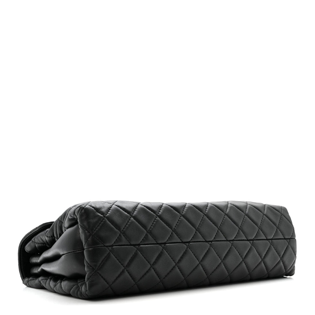 Chanel Lambskin Quilted Jumbo Chanel by 4 Flap Black