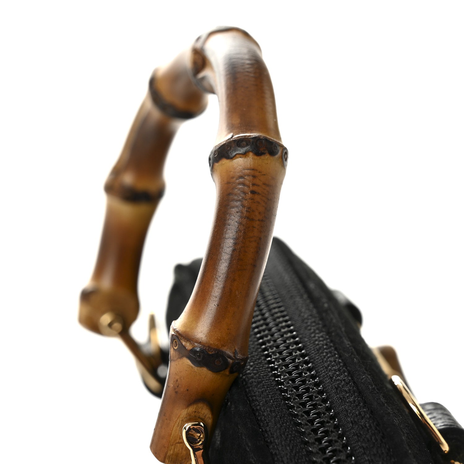 Gucci Suede Mini Bamboo Handle Bag Black