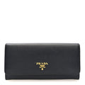 Prada Saffiano Metal Continental Flap Wallet Black
