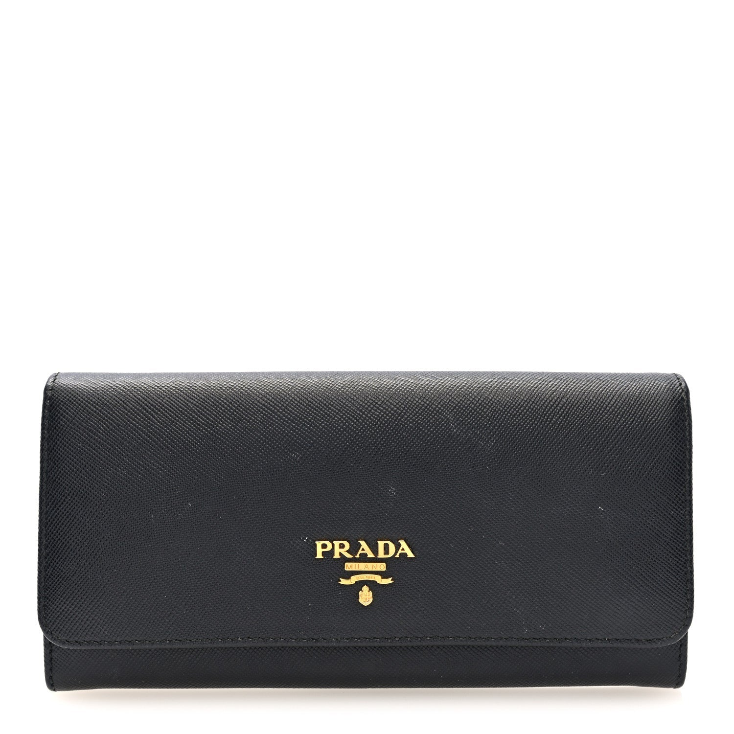 Prada Saffiano Metal Continental Flap Wallet Black