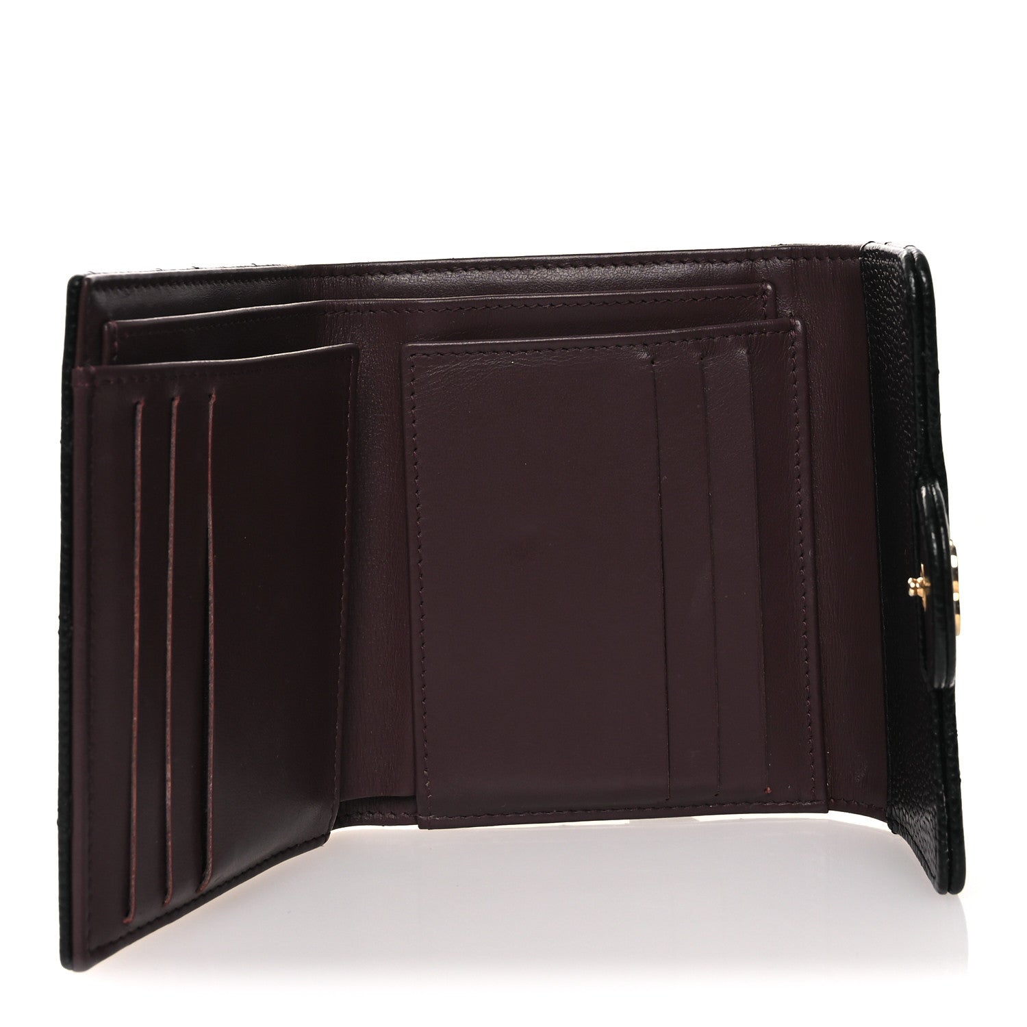 Caviar Quilted Compact Flap Wallet Black