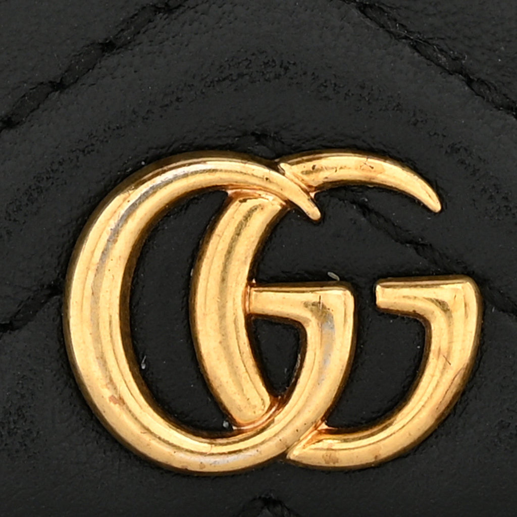 Gucci Calfskin Matelasse GG Marmont Card Case Wallet Black