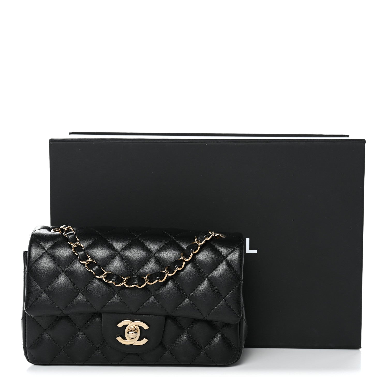 Chanel Lambskin Quilted Mini Rectangular Flap Black