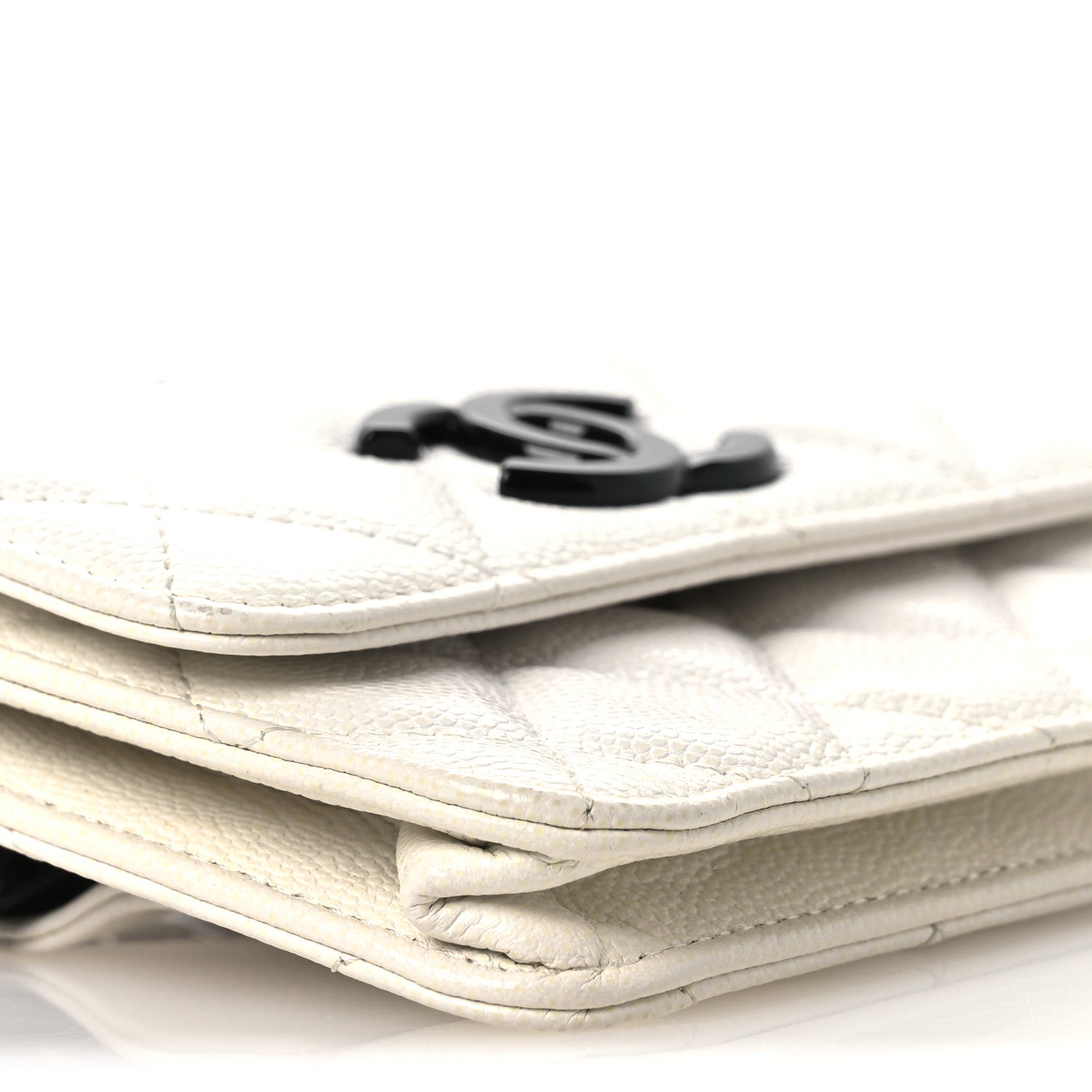 Chanel Caviar Quilted My Everything Belt Flap Card Holder White
