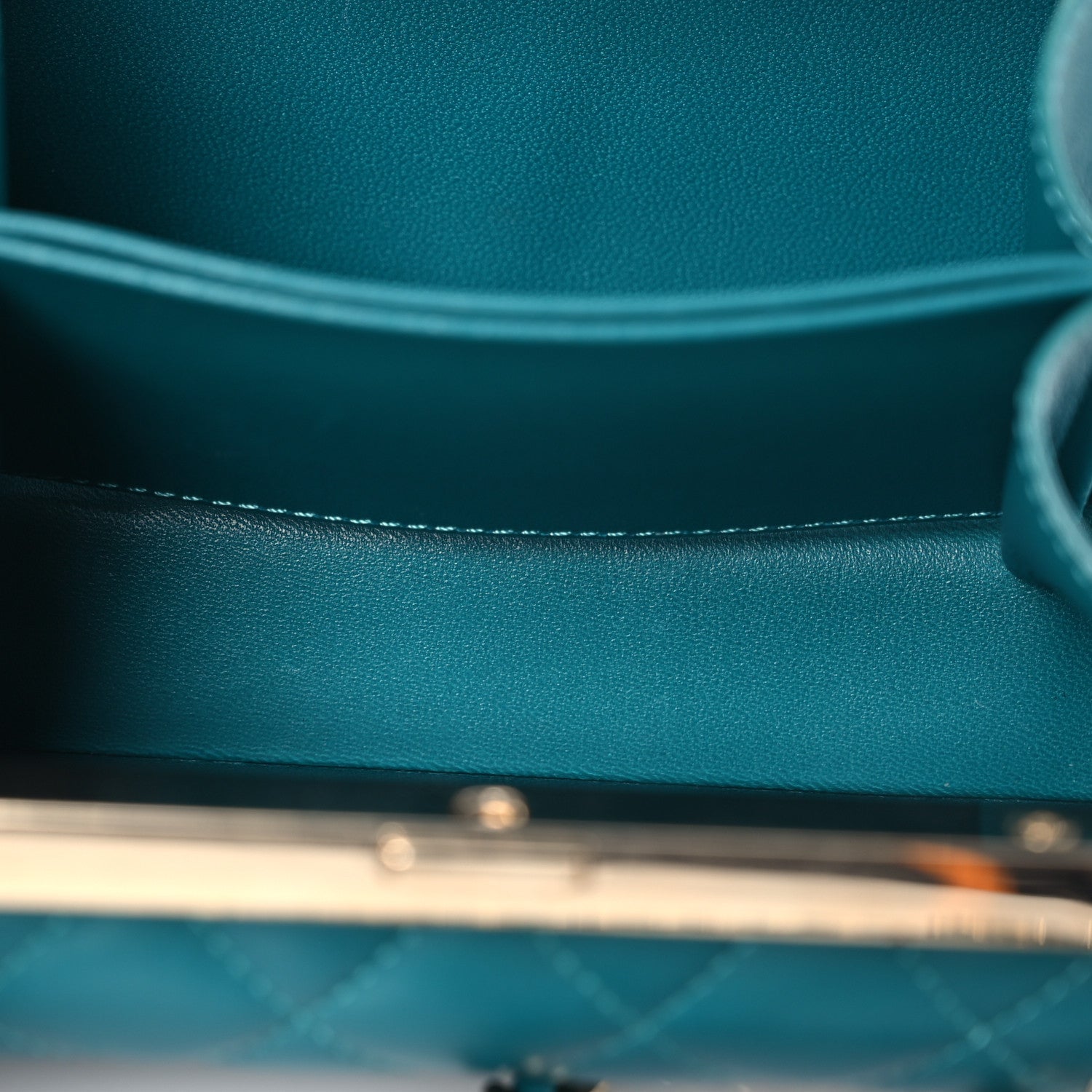 Chanel Lambskin Quilted Pearl CC Vanity Case Turquoise