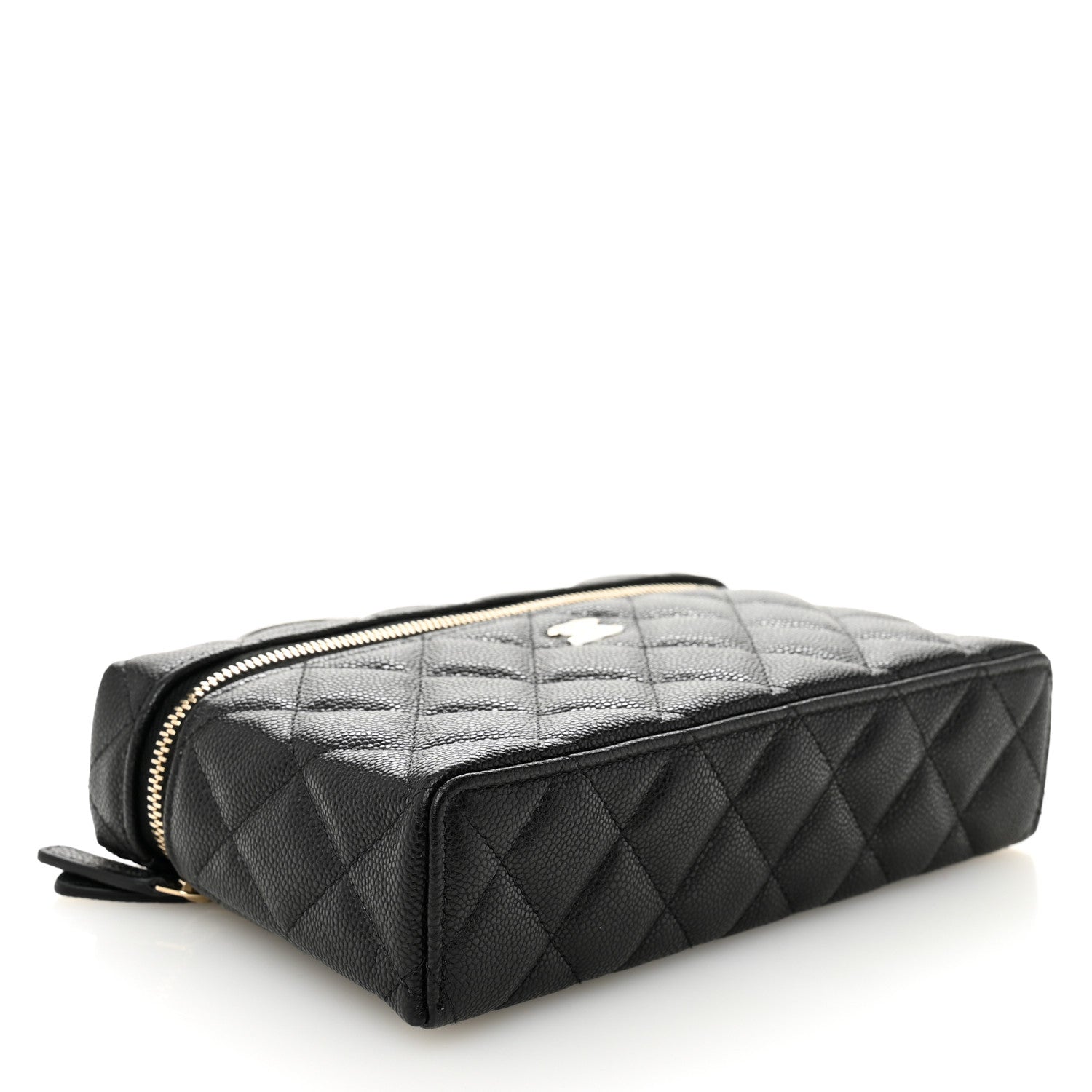 Chanel Caviar Quilted Top Handle Slim Vanity With Chain Black
