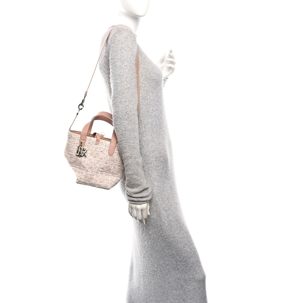 Christian Dior Tweed Cannage Small Vertical Toujours Rose des Vents