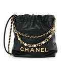Chanel Shiny Calfskin Quilted Pearl CC Chain Mini Chanel 22 Black