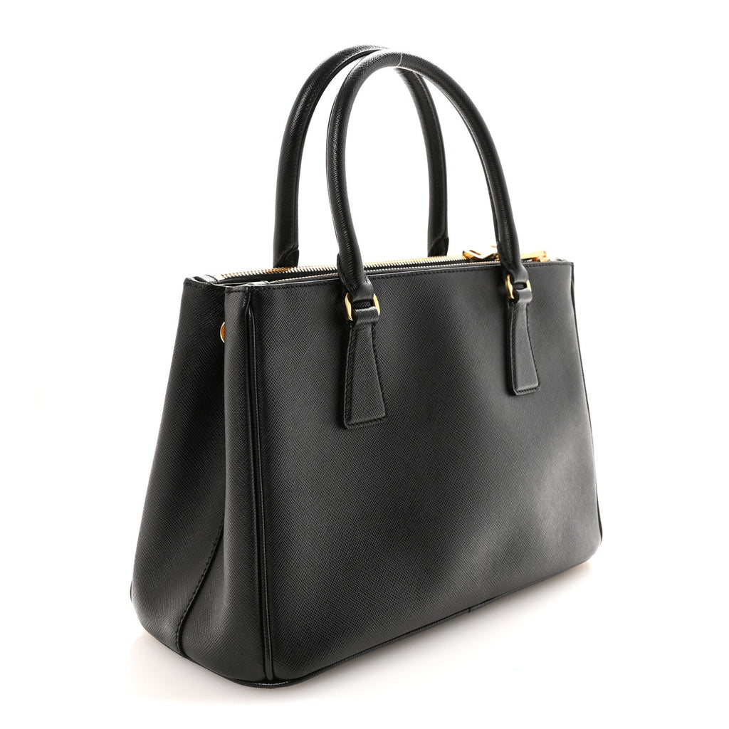 Prada Saffiano Small Galleria Double Zip Tote Black