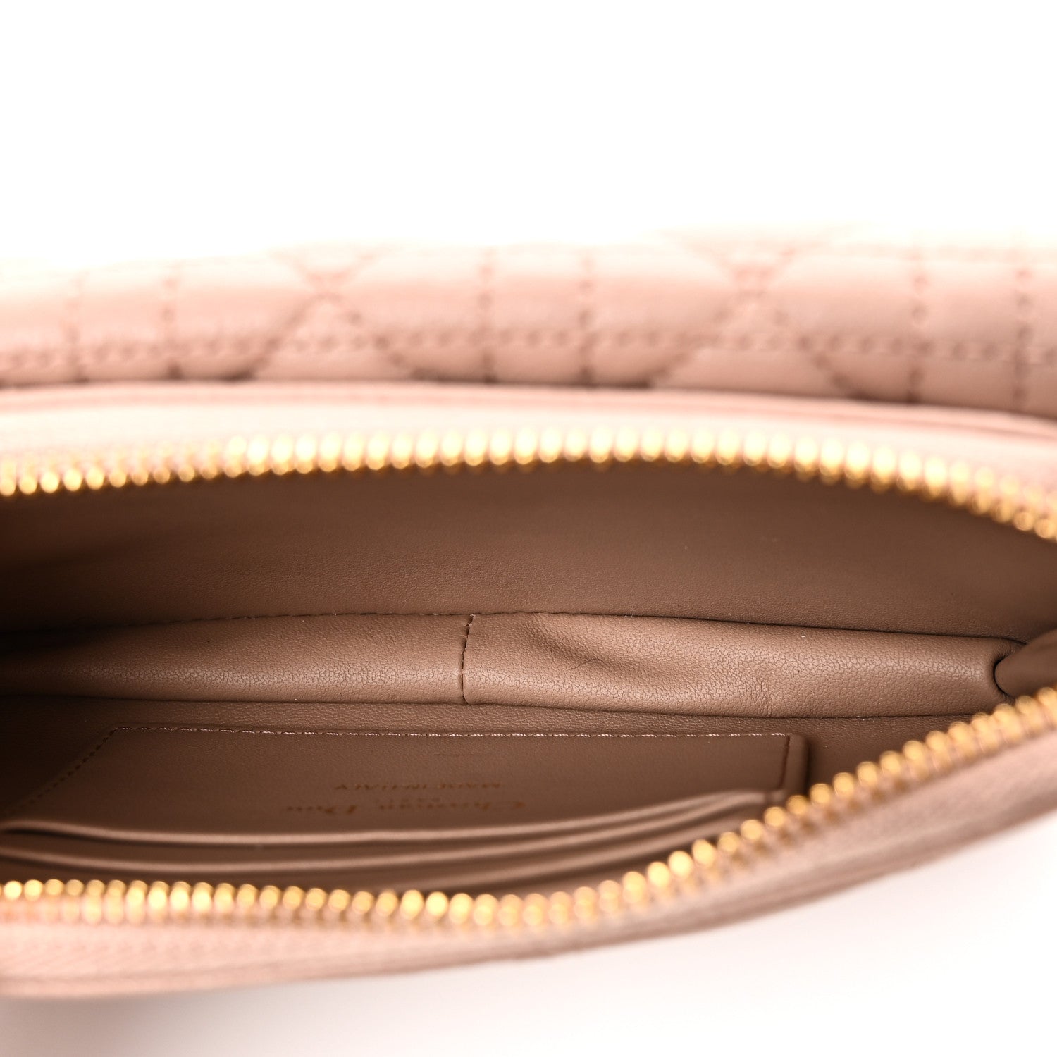 Christian Dior Supple Calfskin Cannage Caro Pouch with Chain Rose Des Vents