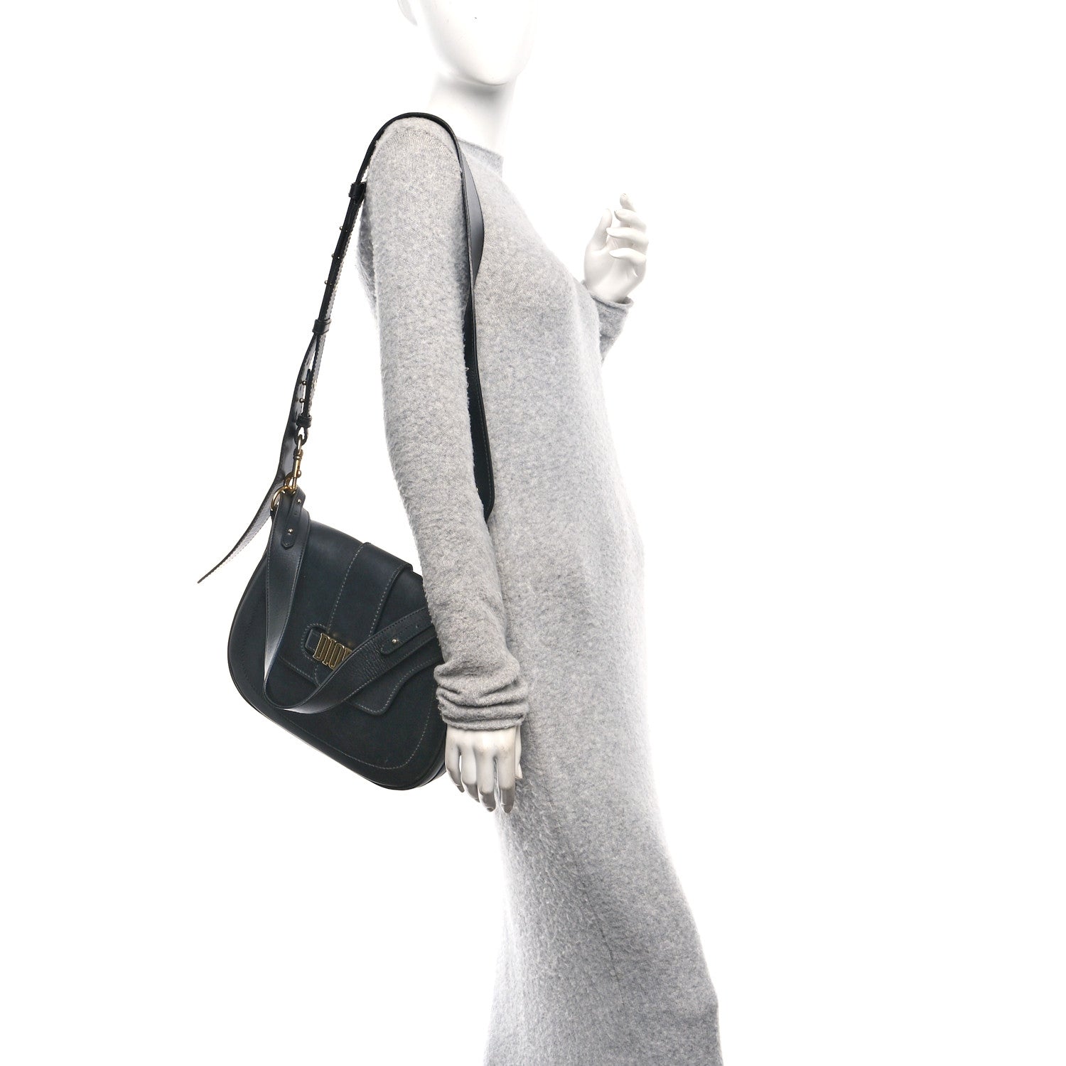 Christian Dior Calfskin D Fence Saddle Bag Black