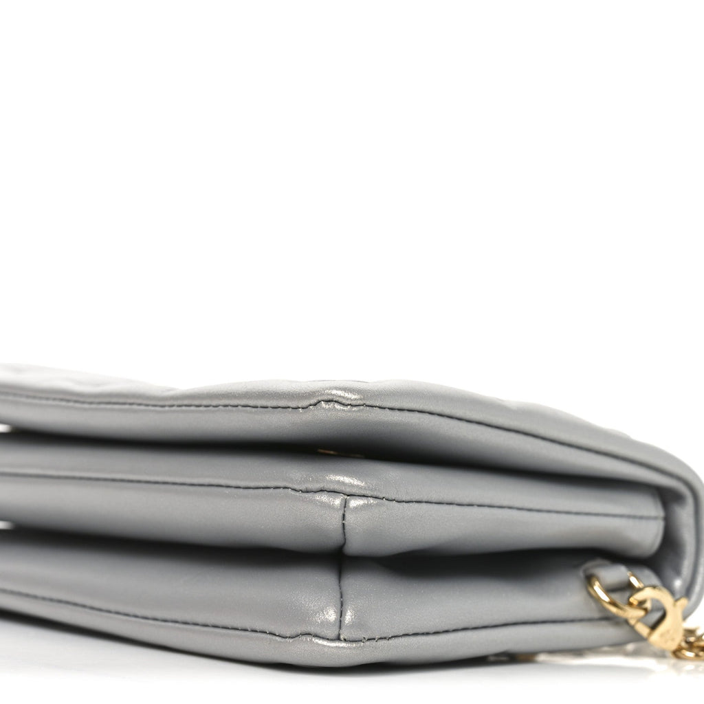Louis Vuitton Metallic Lambskin Embossed Monogram Pochette Coussin Silver