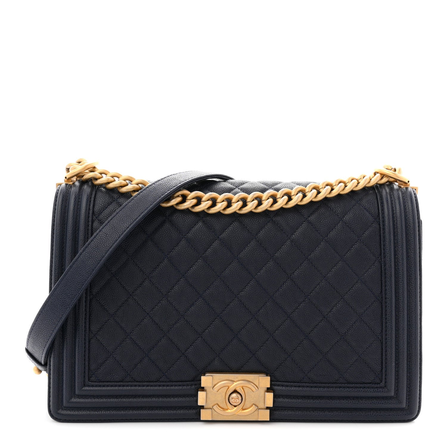 Chanel Caviar Quilted New Medium Boy Flap Blue
