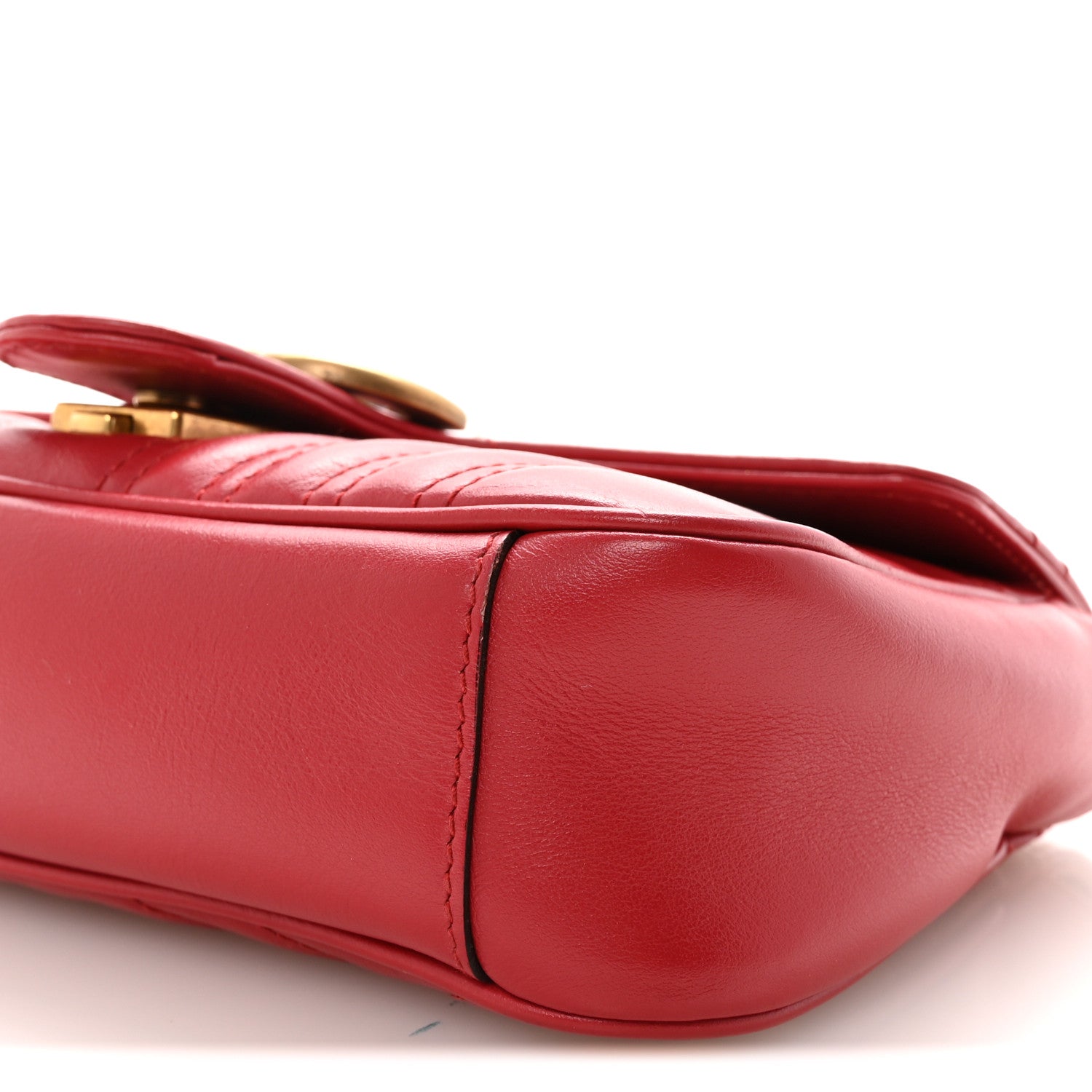 Gucci Calfskin Matelasse Mini GG Marmont Shoulder Bag Hibiscus Red