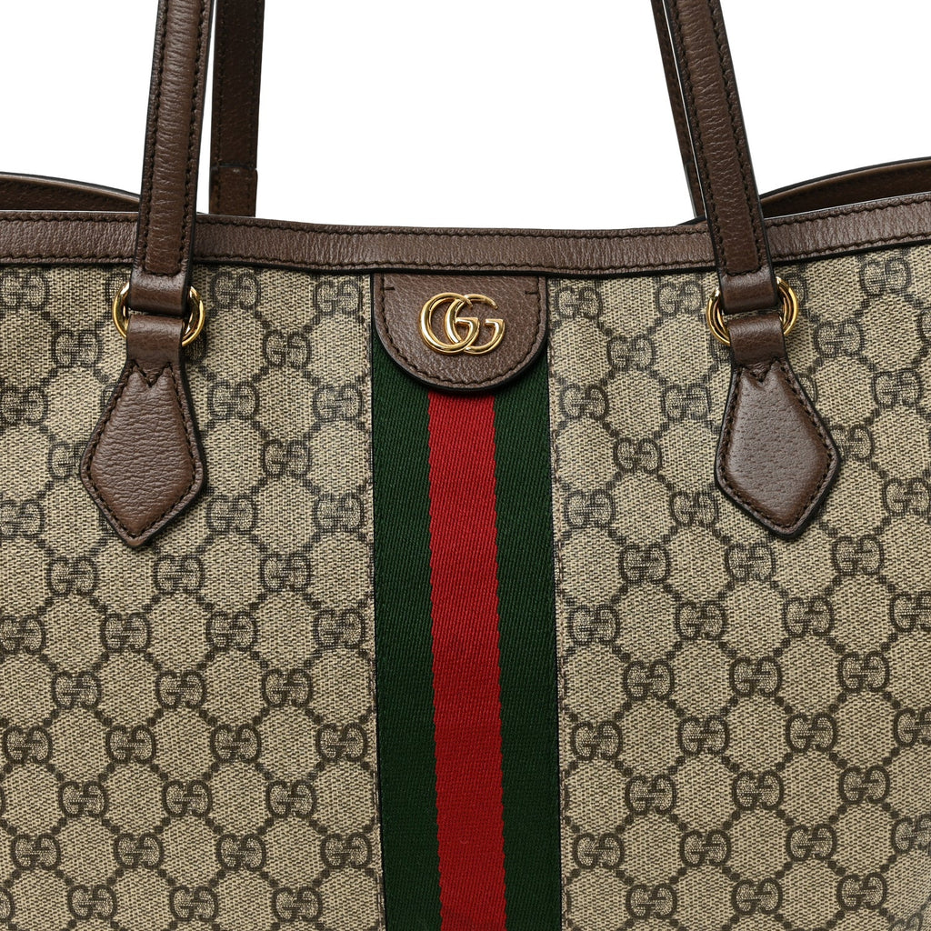 Gucci GG Supreme Monogram Medium Ophidia Shopping Tote Brown