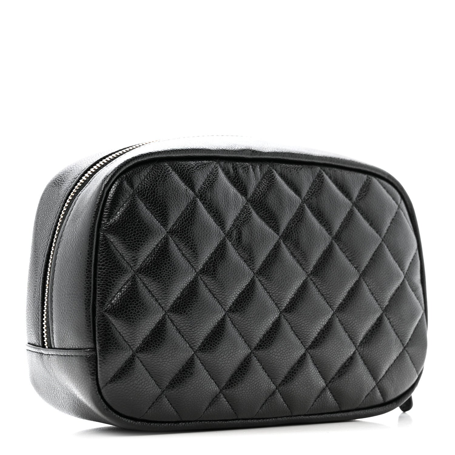 Caviar Quilted Medium Curvy Pouch Cosmetic Case Black