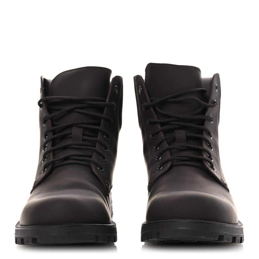 Gucci Rubberized Mens Lace Up Ankle Boots 9.5 Brown