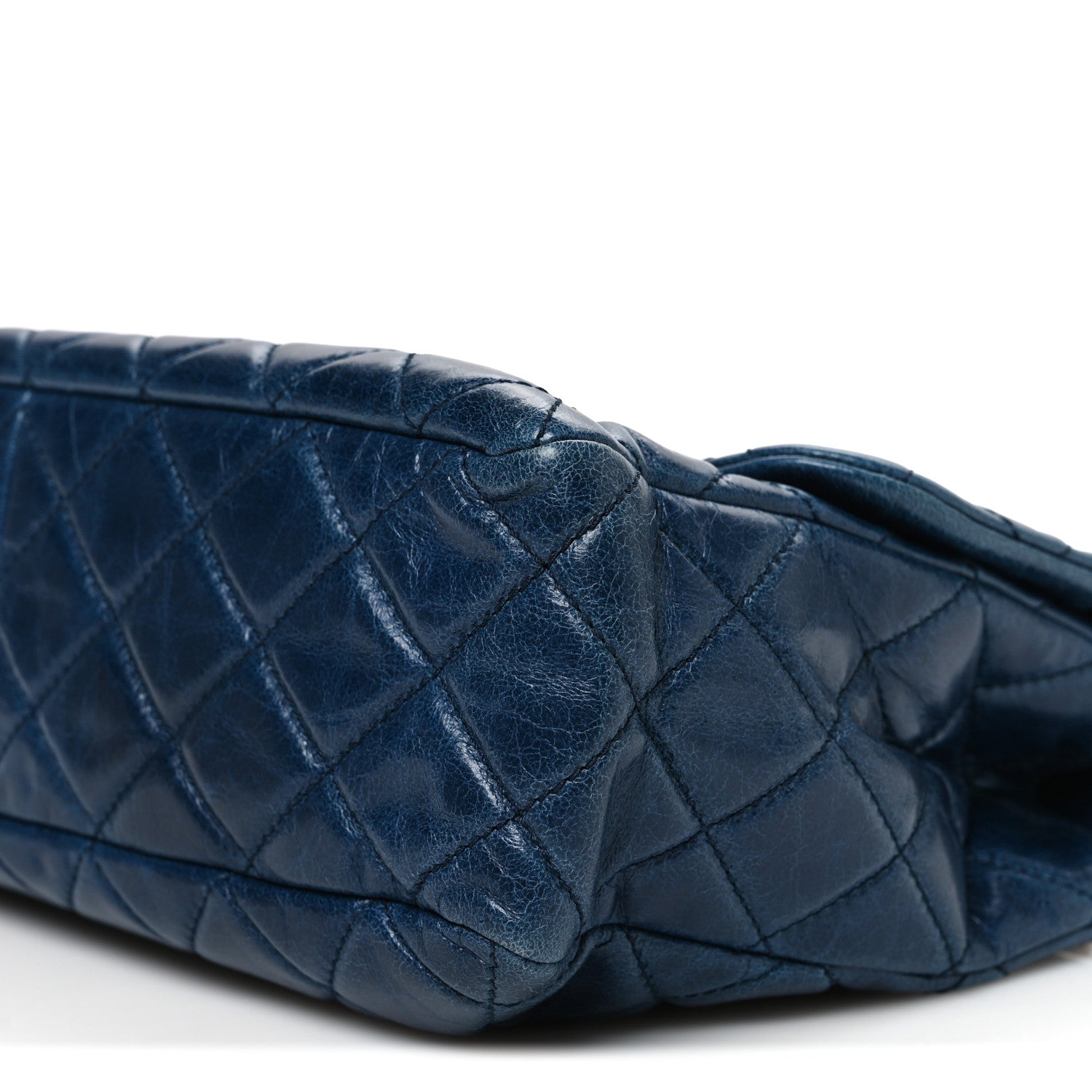 Chanel Glazed Calfskin Castle Rock Medium Flap Blue