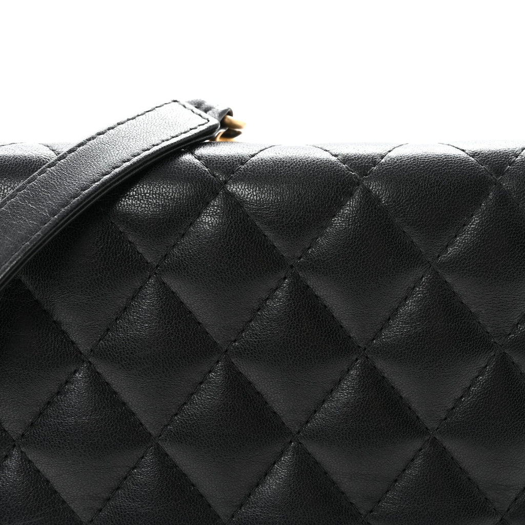 Chanel Lambskin Quilted Boy Wallet On Chain WOC Black
