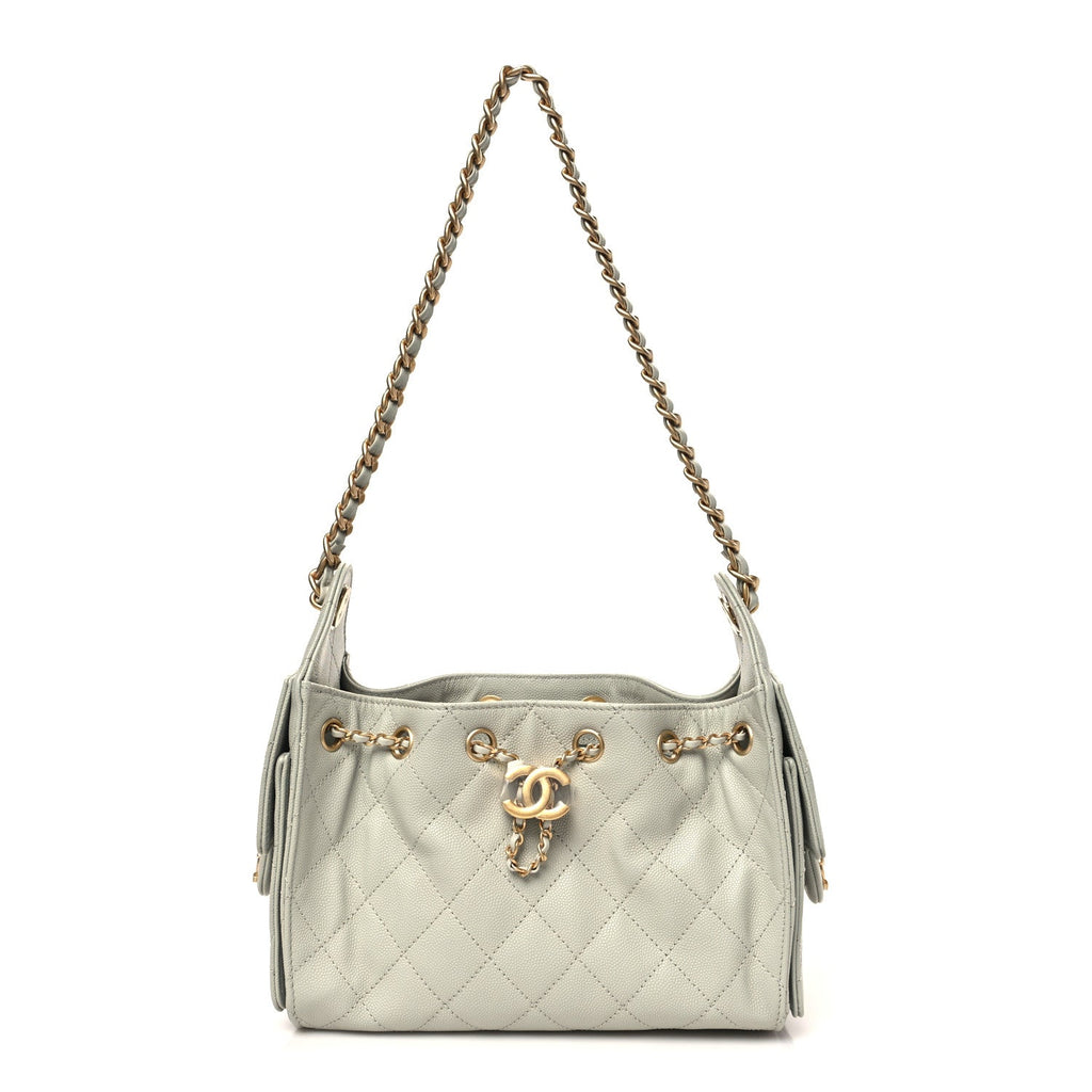 Chanel Caviar Quilted Mini Chanel 25 Handbag Light Green