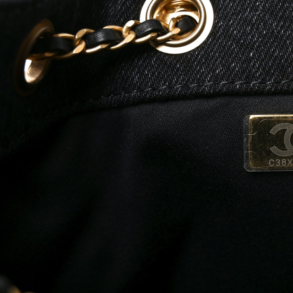 Chanel Washed Denim Quilted Mini Chanel 25 Handbag Black