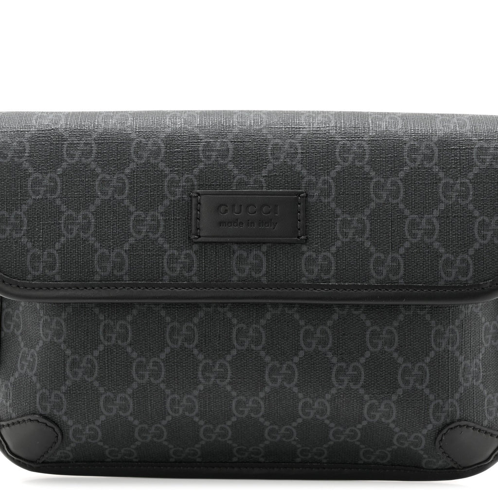 Gucci GG Supreme Monogram Web Slim Belt Bag Black Grey