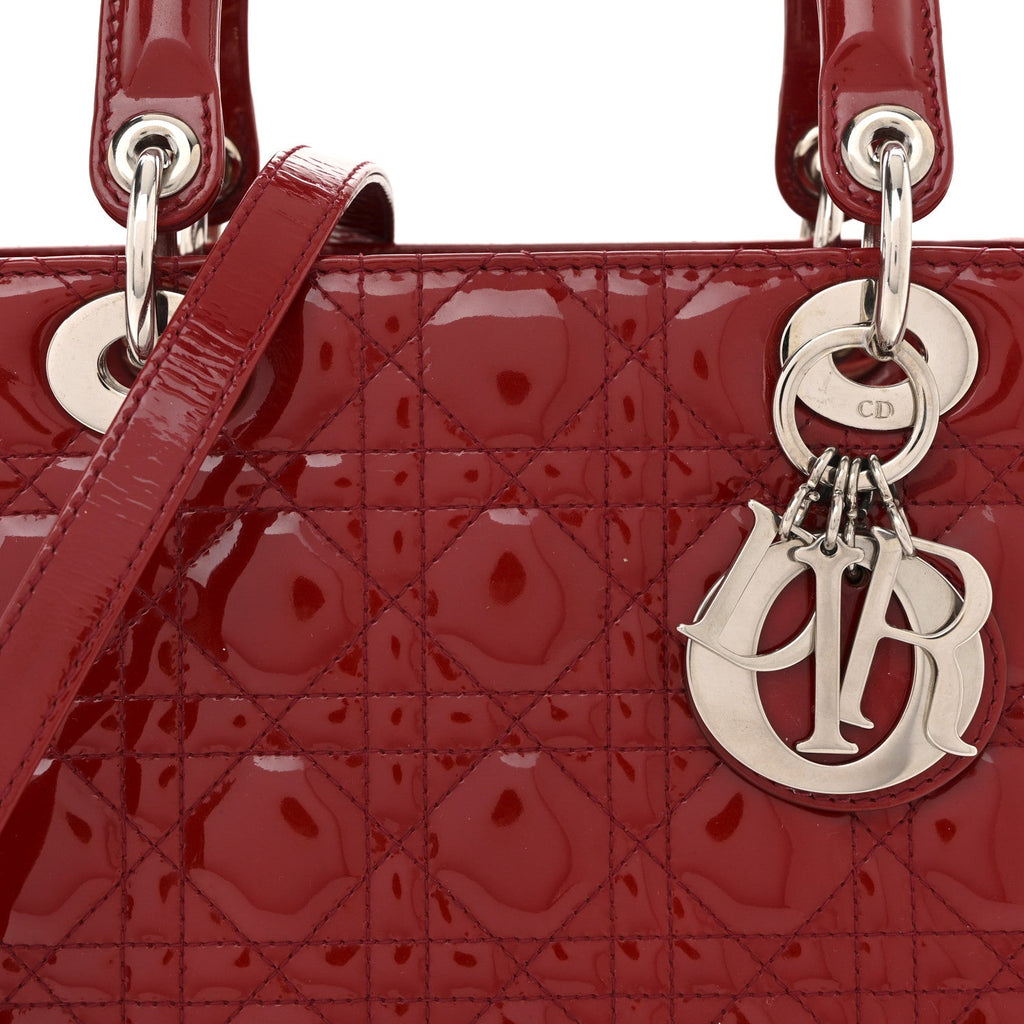 Christian Dior Patent Cannage Medium Lady Dior Red