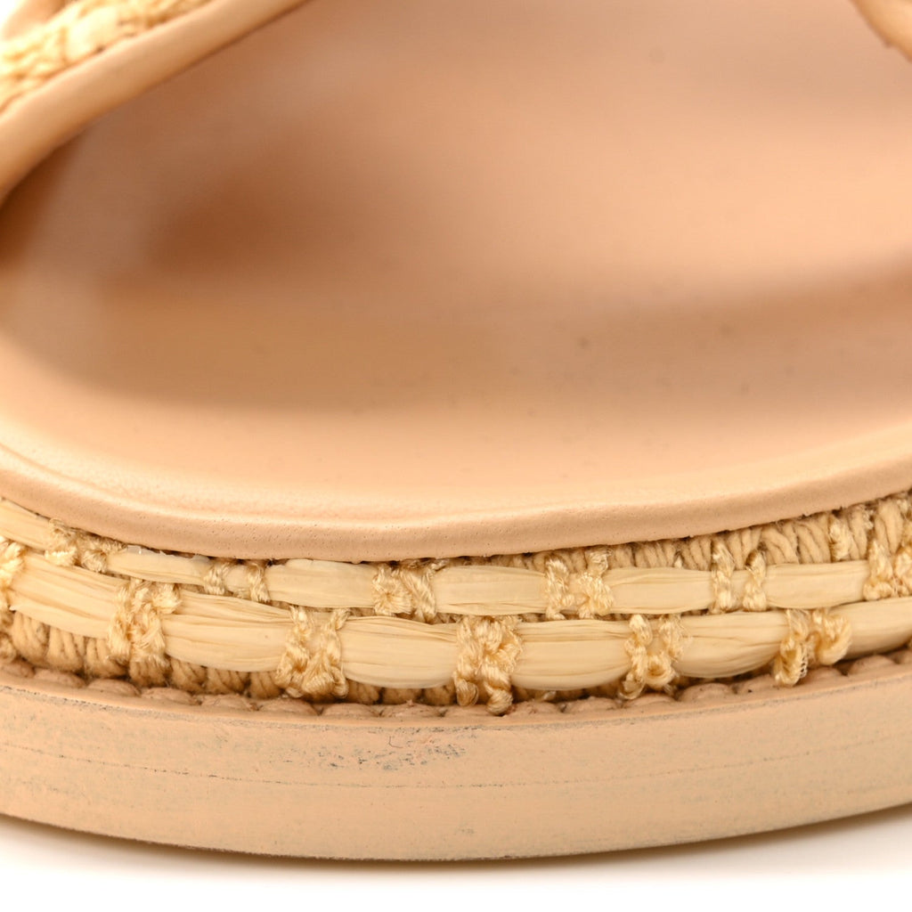 Braided Fabric Velcro Dad Sandals 36.5 Beige