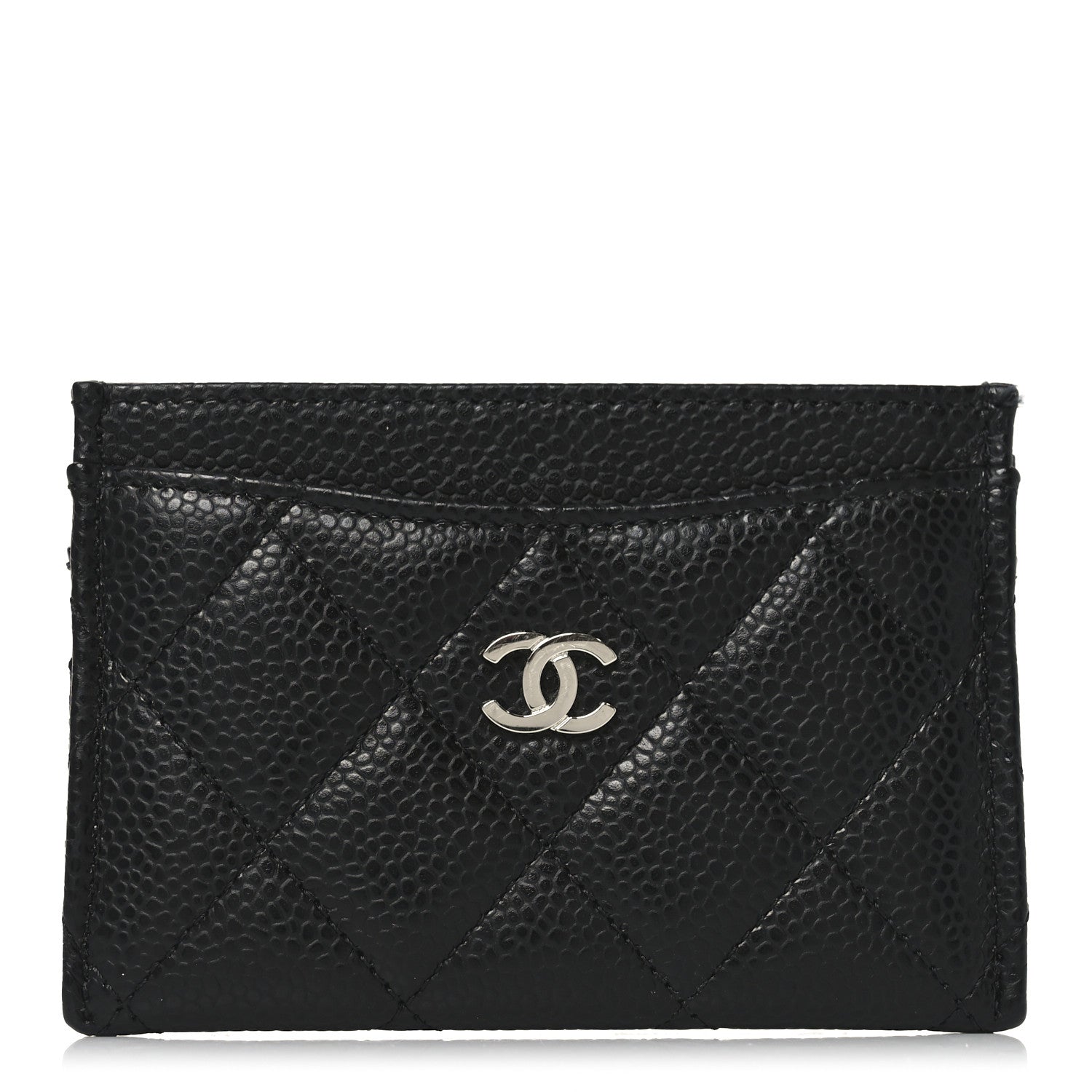 Caviar Quilted Card Holder Black