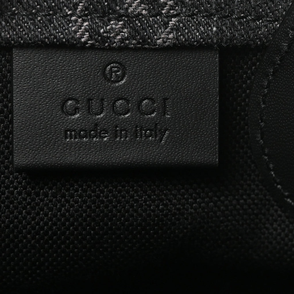 Gucci Denim Cuoio Harness GG Monogram Mini Ophidia Tote Bag  Black Medium Grey