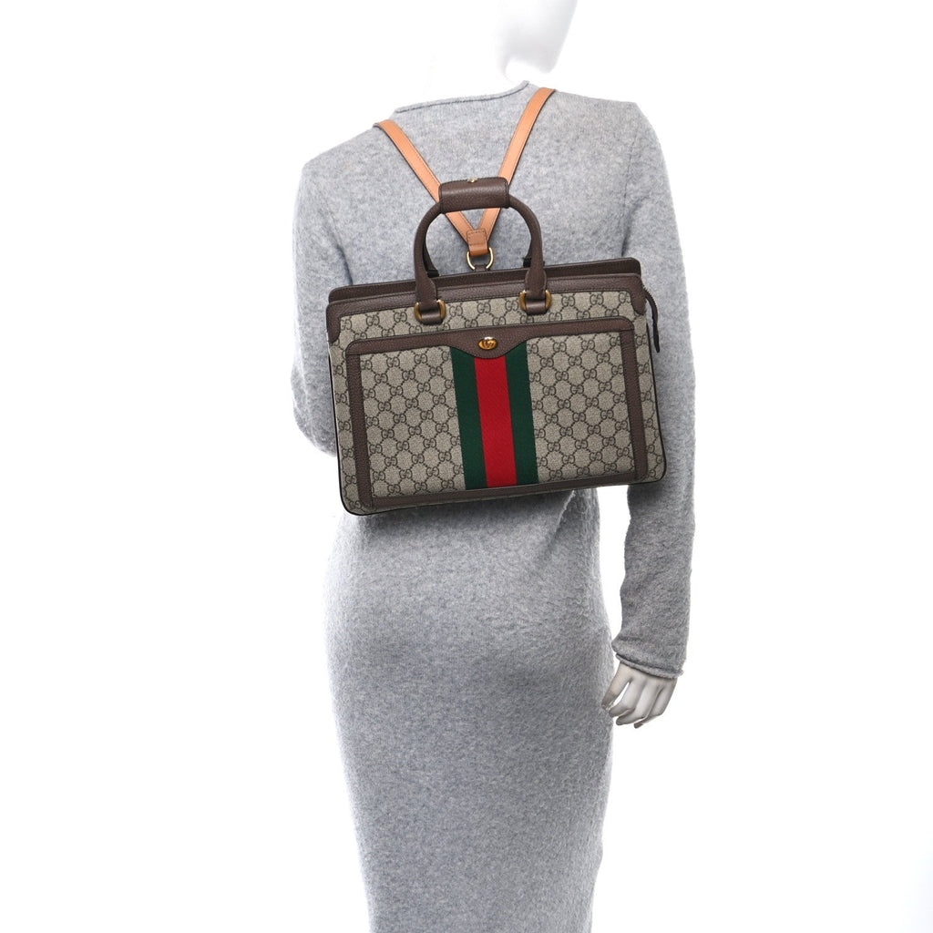 Gucci GG Supreme Monogram Web Ophidia Convertible Backpack Beige New Acero