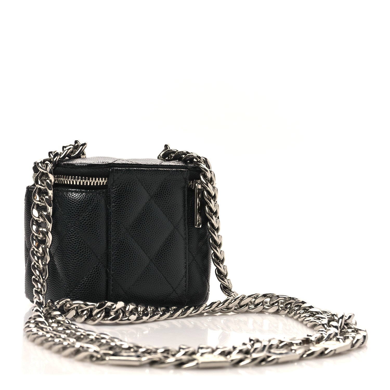 Chanel Caviar Quilted Mini Vanity Case With Chain Black