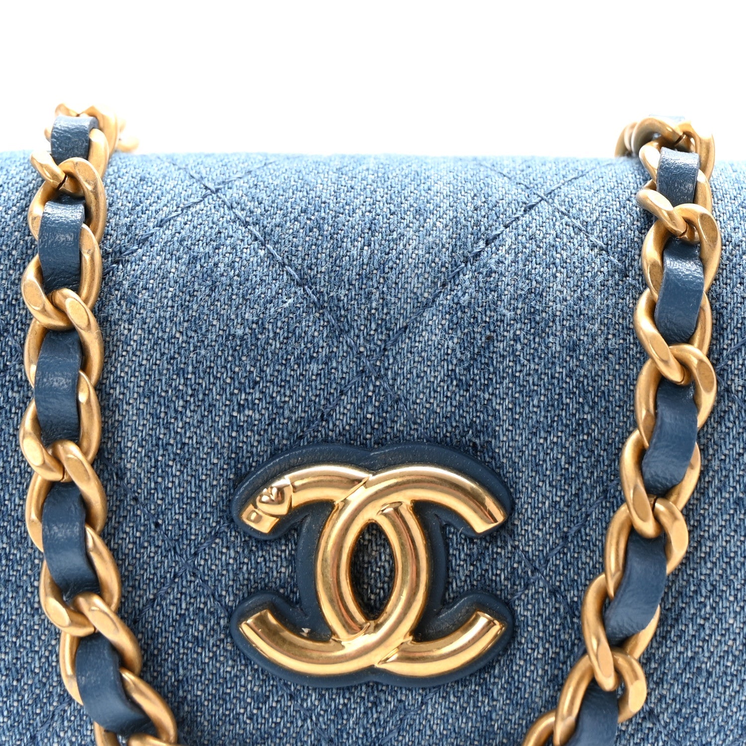 Chanel Denim Quilted Flap Mini Crossbody Blue