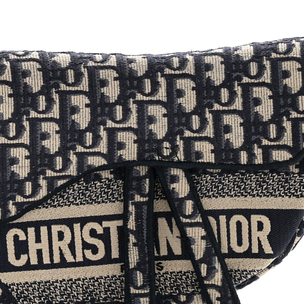 Christian Dior Oblique Embroidered Saddle Bag Blue