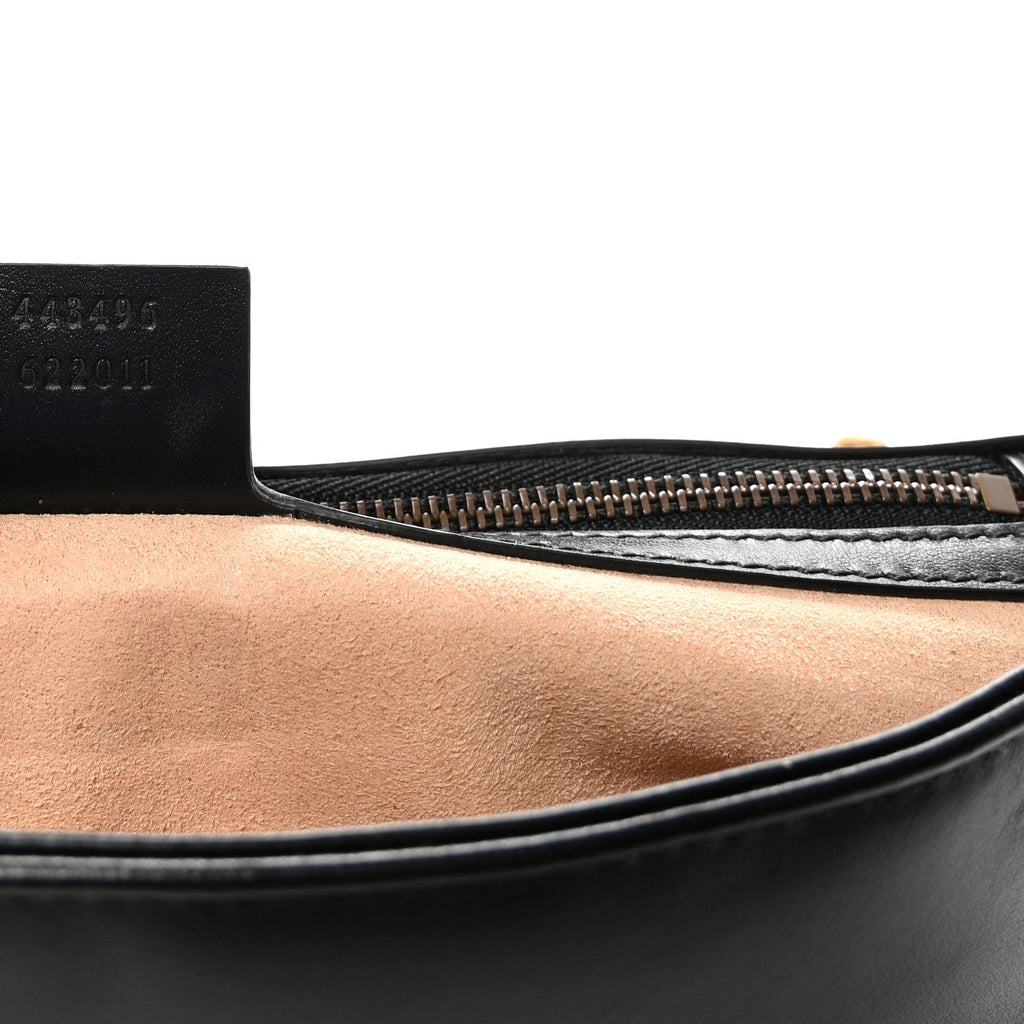 Gucci Calfskin Matelasse Medium GG Marmont Shoulder Bag Black
